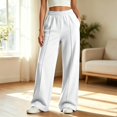 thumbnail image 4 of EnJoCho Kids Girls Sweatpants Wide Leg Baggy Straight Open Bottom Athletic Elastic Jogger Pants Breathable Trousers For Spring Outdoor School Daily Casual Active Bottoms, 4 of 7