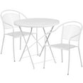 thumbnail image 2 of Flash Furniture Commercial Grade 30" Round White Indoor-Outdoor Steel Folding Patio Table Set with 2 Round Back Chairs, 2 of 5