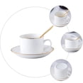 thumbnail image 3 of 1 Set White Porcelain Coffee Cup Saucer and Spoon with Gold Inlay for Home, 3 of 6