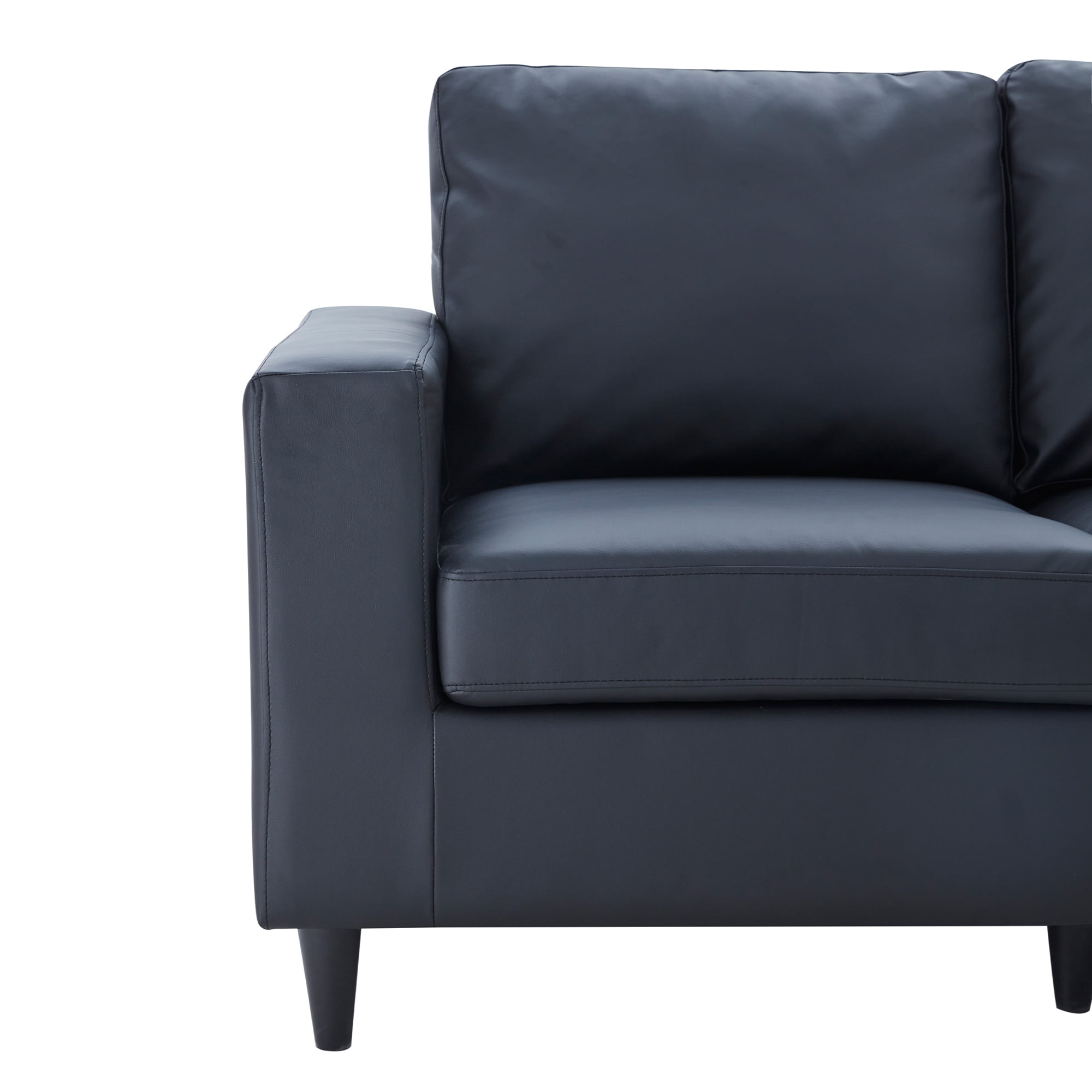 Veryke Contemporary Home Office Upholstered Loveseat Sofa with Wood Frame in Black PU Leather Veryke Contemporary Home Office Upholstered Loveseat Sofa with Wood Frame in Black PU Leather