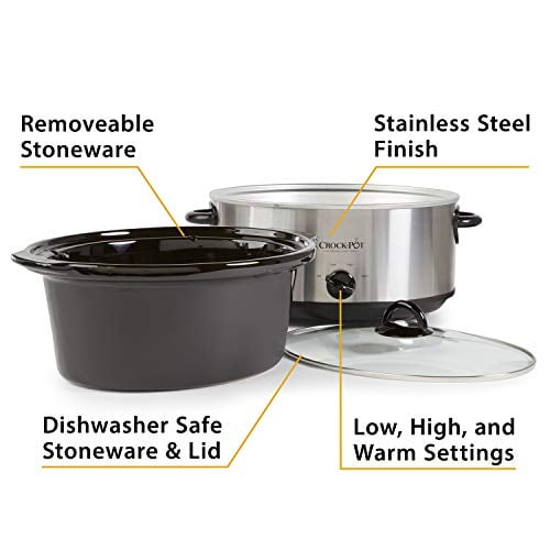 Details about   Crock Pot Stainless Steel 7 Quart Oval Manual Slow Cooker Warm Meal Steady Temp 