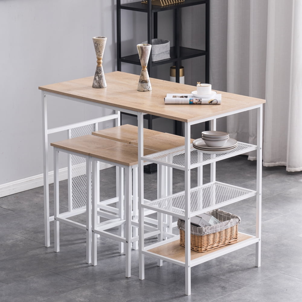 Kepooman 5-Piece Metal and Wood Indoor Modern Rectangular Dining Table Furniture Set for Kitchen, Dining Room, Dinette, Breakfast Nook w/ 1 Table & 4 Chairs - Light Brown Kepooman 5-Piece Metal and Wood Indoor Modern Rectangular Dining Table Furniture Set for Kitchen, Dining Room, Dinette, Breakfast Nook w/ 1 Table & 4 Chairs - Light Brown