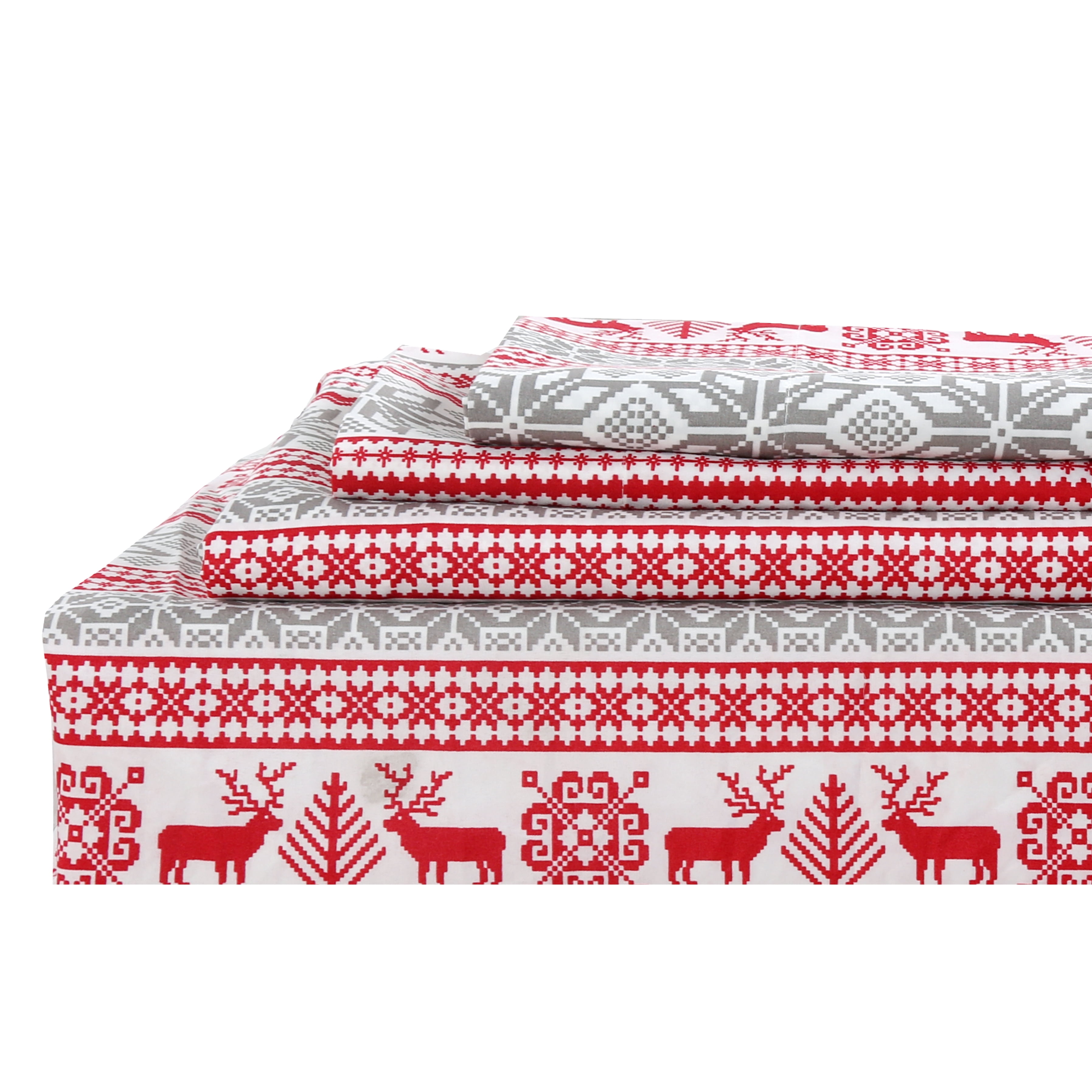 Ivy Grey/Red 3-piece Sheet Set