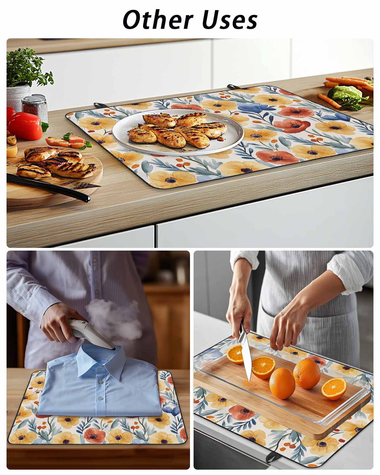 Stove Top Covers for Electric Stove 28.5x20.5 Inches, Spring Floral Heat Insulation Fireproof Glass Cooktop Protector, Red Yellow Blue Summer Botanical Countertop Stovetop Cover for Kitchen