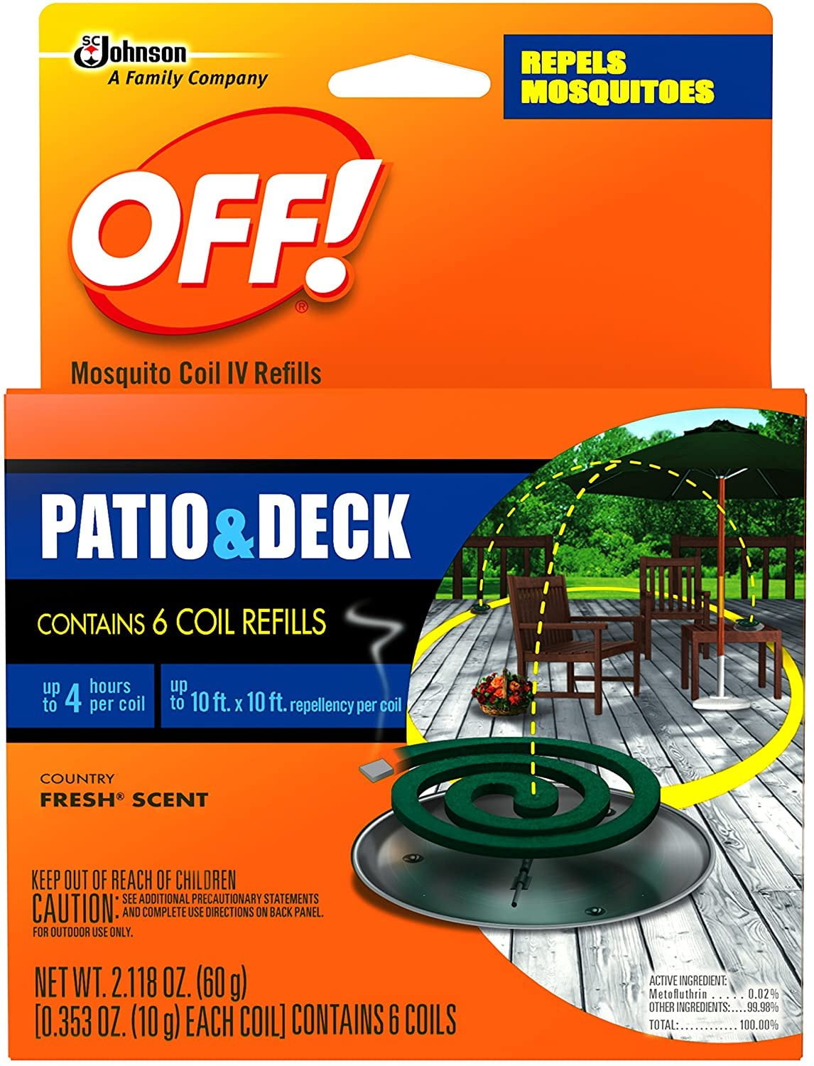 OFF! Backyard Mosquito Repellent Coil Refills, Perfect for Outdoor Patios Country Fresh Scent, 6 Count