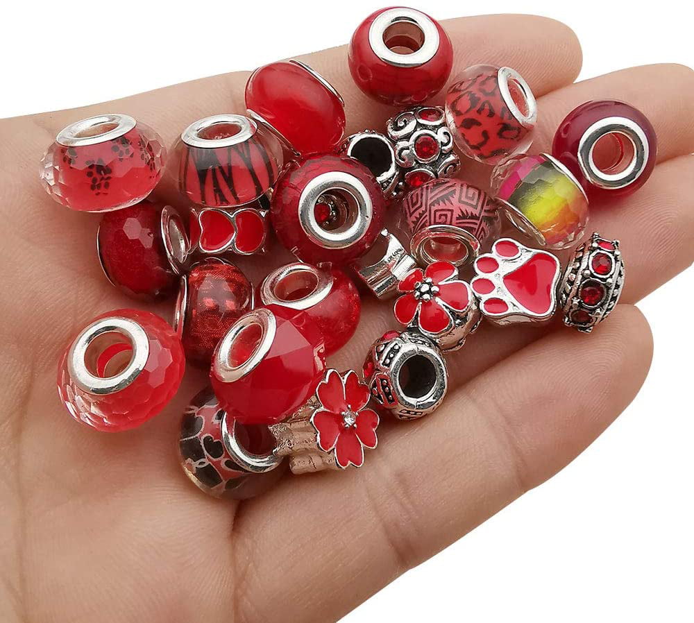 50PCS MIX Big hole Beads fit DIY European charm Bracelet accessories beaded 