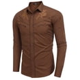 thumbnail image 3 of COOFANDY Men's Western Cowboy Shirt Embroidered Long Sleeve Cotton Casual Button Down Shirt, 3 of 6