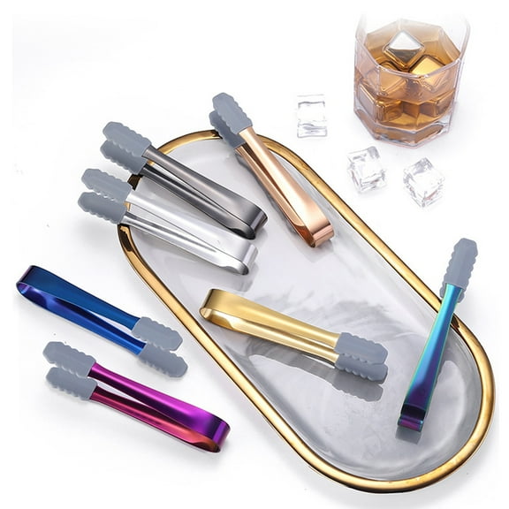 Travelwant Stainless Steel Ice Cube Sugar Tongs Silicone Anti-slip Food Serving Clip Clamp