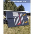 thumbnail image 3 of 4th of July RV Awning Sun Shade Screen 9'X15.3' American Flag Mesh Sunscreen Red Blue Hockey Sports Awning Shade Screen with Zipper UV Blocker Completed Kits for RV Motorhome Camper Trailer, 3 of 7