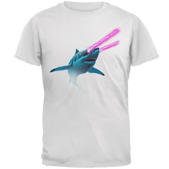 Galaxy Shark Great White Laser Beams Mens T Shirt White MD