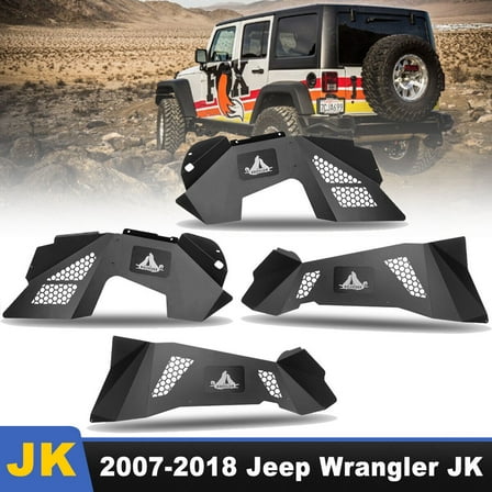 WOLFSTORM 4PC Front Rear Inner Fender Liners for 2007-2018 Jeep Wrangler JK JKU Mud Guard