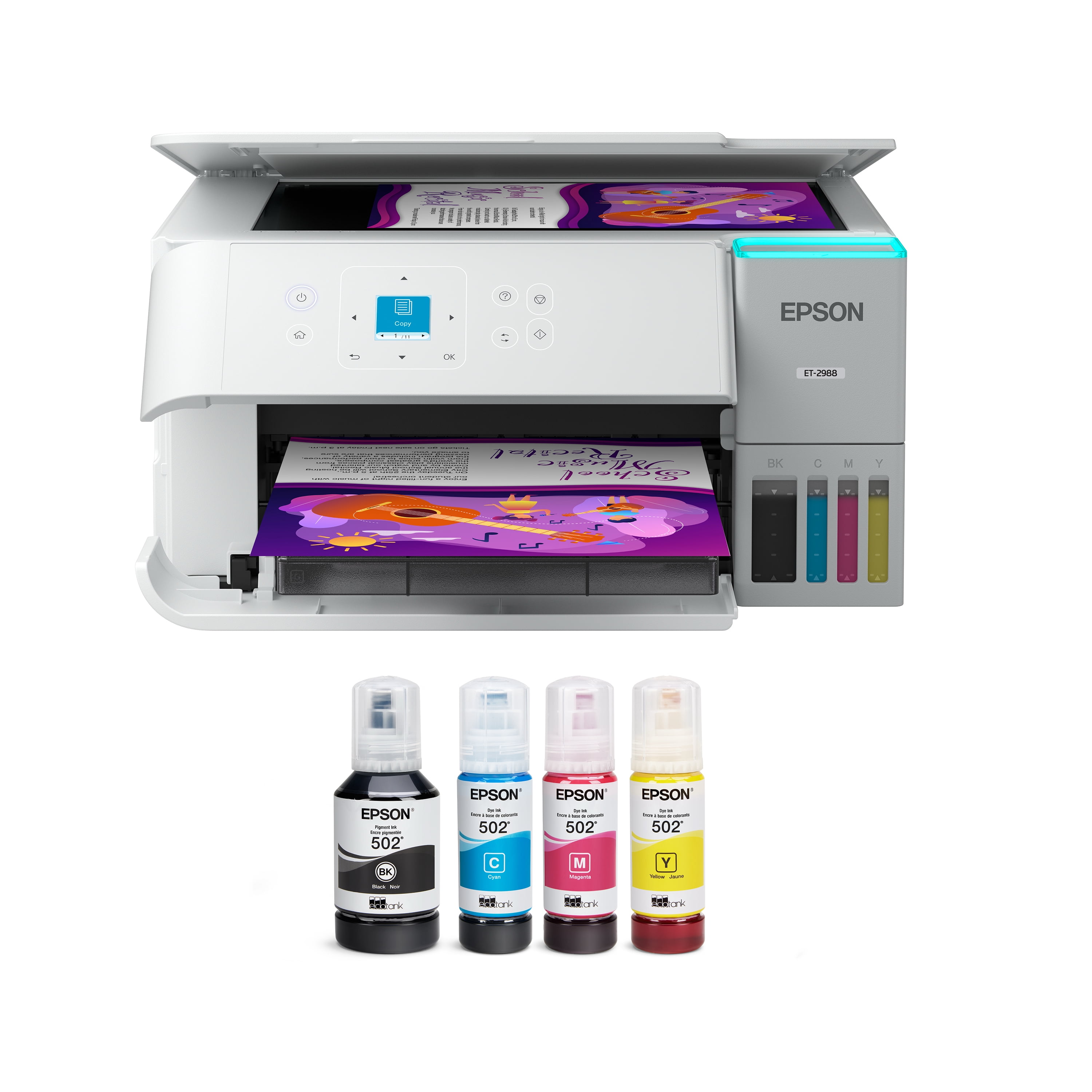 Restored Epson EcoTank ET-2988 Wireless All-in-One Color Supertank