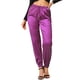 thumbnail image 2 of Pantalones deportivos de cintura elástica Allegra K con cordón para mujer satén hasta el tobillo Magenta L, 2 of 5