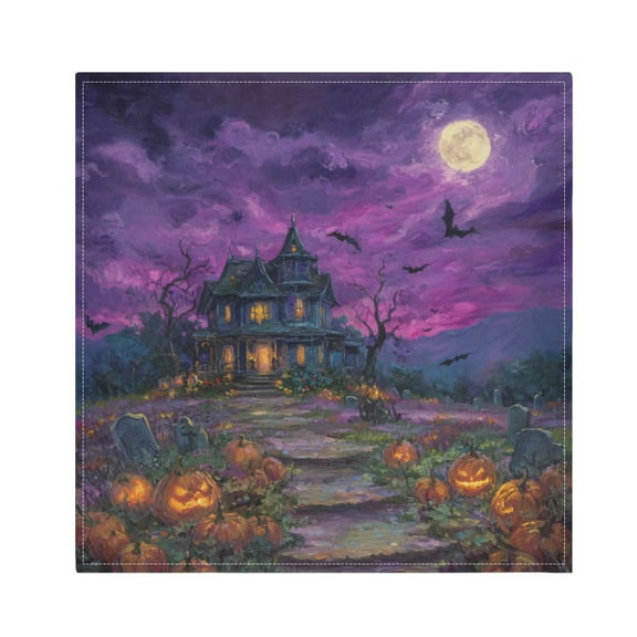 Qxltty Halloween Castle Napkins 20×20in Perfect for Parties Dinners Weddings Cocktail Housewarming Cloth Napkins Set of 6