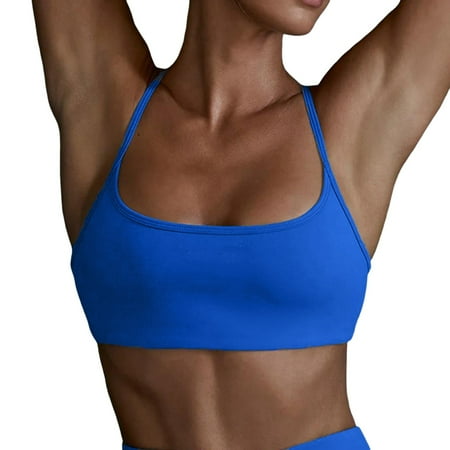 SHENGYUAN Sport Bras Supportive Sports for Womens Workout Fitness Backless Padded Low Impact Bra Yoga Crop Tank Top Blue S