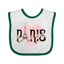 Inktastic Paris Pink Heart Eiffel Tower with Flowers Boys or Girls Baby Bib