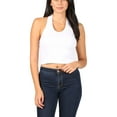 thumbnail image 5 of FashionMille Women's Regular Fit Sleeveless Ribbed Halter Crop Top, 5 of 5