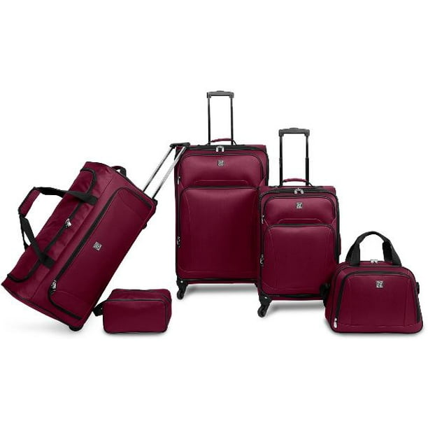 Protege Protege 5 Piece Luggage Set w/ Carry On and Checked Bag, Red