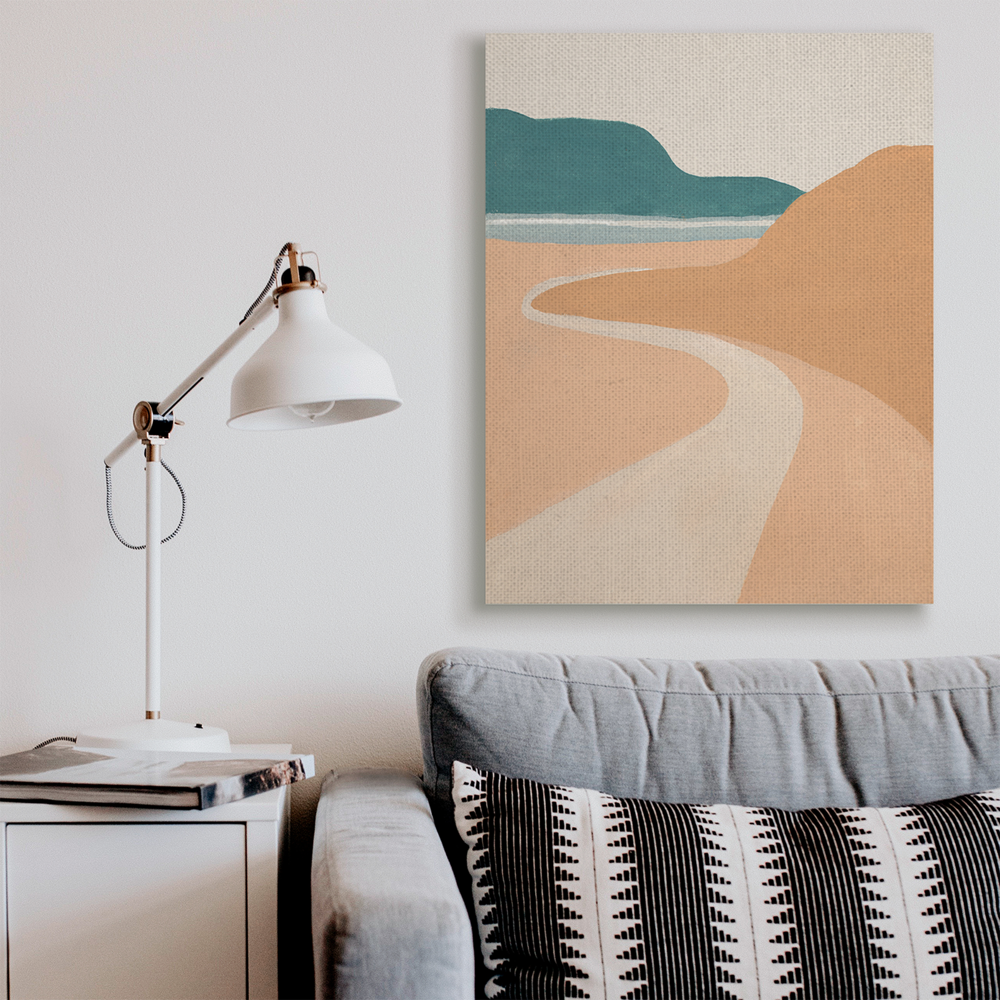 Stupell Industries Coastal Road Landscape Terracotta Brown Seascape Nature Painting Gallery Wrapped Canvas Art Print Wall Art, 36 x 48