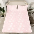 thumbnail image 2 of Homewish Merry Christmas Queen Sheet Sets,Cute Christmas Snowflake Flat Sheet,Pink White Queen Fitted Sheet For Girls Kids,Super Cozy Room Decor,4pcs, 2 of 7