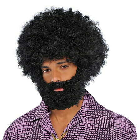 Black Afro Beard and Moustache Adult Costume Accessory
