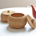 thumbnail image 7 of Triani Round Rattan Basket Box with Lid Hand-Woven Multi-Purpose Desktop Tray Storage Basket Decoration with Durable Rattan Fiber Round Tea Storage Box, 7 of 7