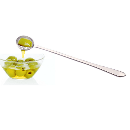 

i Kito Small Slotted Olive Spoon with Holes 8inch Silver Pickle Olive Strainer for Jar Steel