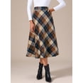 thumbnail image 2 of DARING DIVA Women's Vintage Plaid A-Line Work Long Maxi Skirt X-Small Khaki, 2 of 6