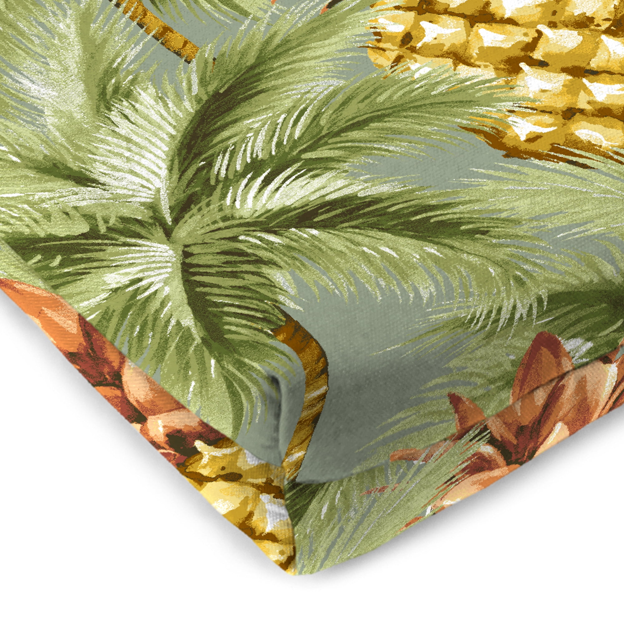 Jordan Manufacturing 17" x 19" Luau Breeze Green Tropical Rectangular Outdoor Chair Pad Seat Cushion with Ties (2 Pack)