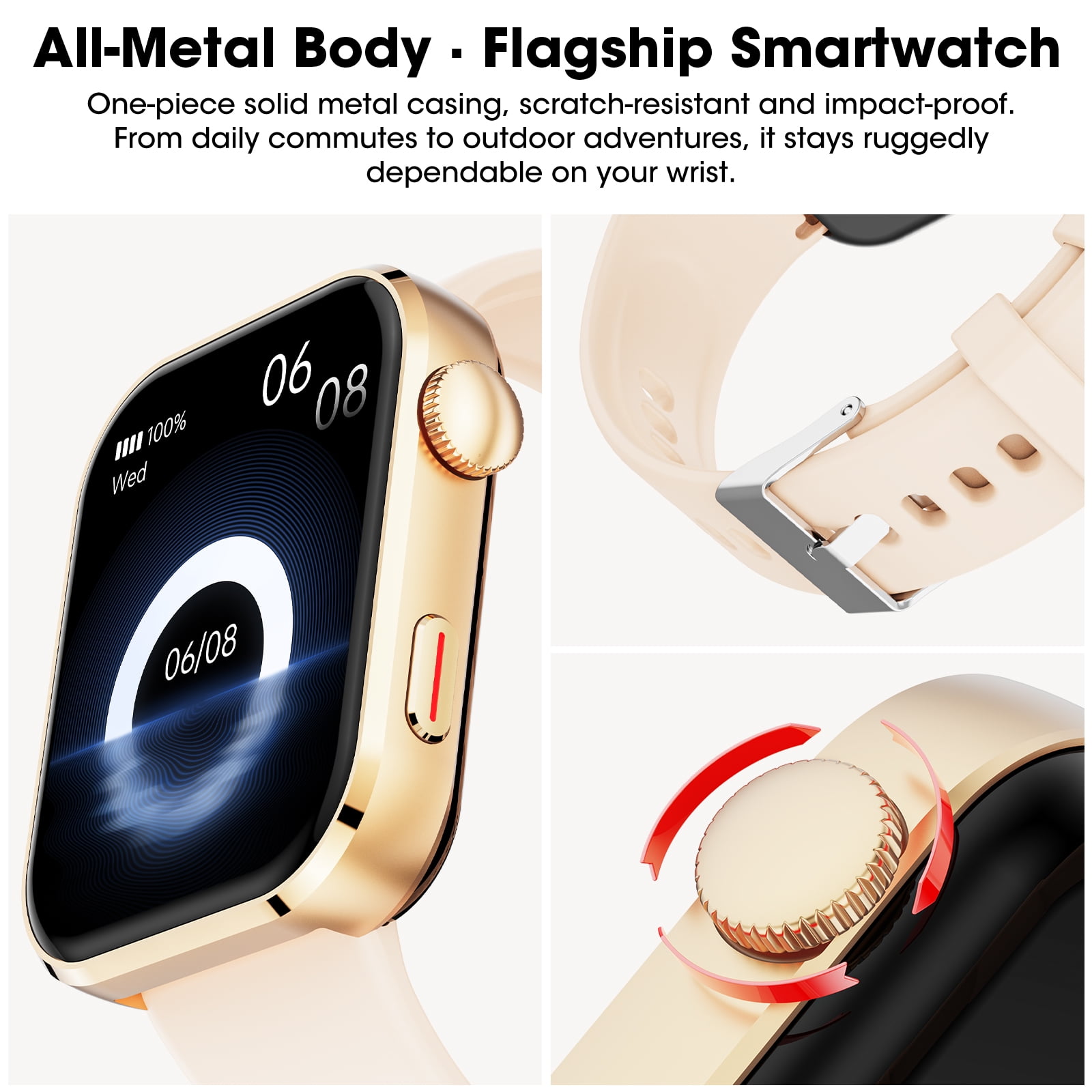 Mingdaln Smart Watch for Men Women, 2026 Smartwatch(Metal Body) , 1.93" New Fitness Watch with Answer/Make Call/120+ Sport Modes/Pedometer/IP68 Waterproof, Fitness Tracke Fits for Android/IPhone,Pink