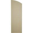 thumbnail image 5 of Ekena Millwork 18"W x 42"H (36" Low Side) Timberthane Hand Hewn Two Equal Flat Panel w/Elliptical Top Faux Wood Shutters (Per Pair), Primed Tan, 5 of 6