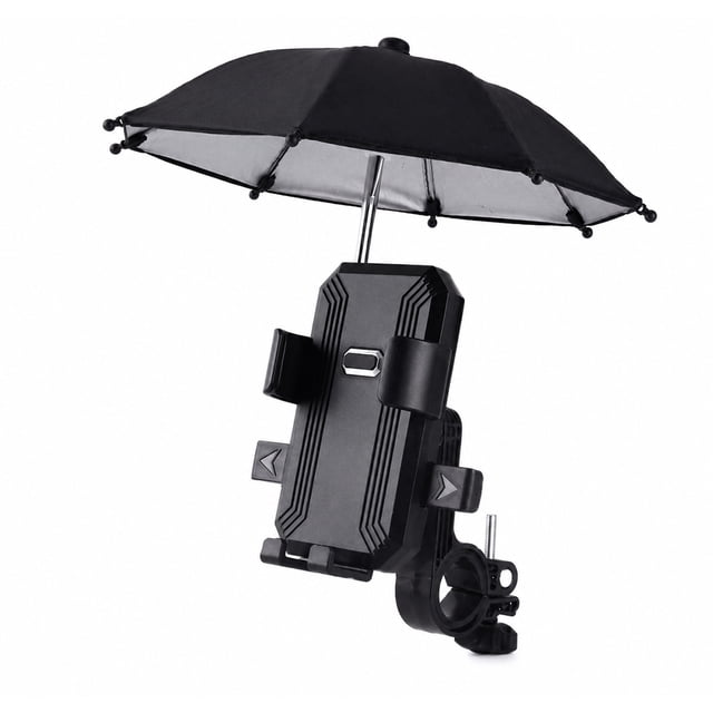 Soporte para Celular con Paraguas para Bicicleta y Motocicleta SH-3167 | Rotación 360°, Protección contra Sol y Lluvia, Compatible con Smartphones de 3.5" a 7.1, Paraguas de teléfono para el Sol