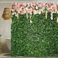 thumbnail image 2 of Rustic Shower Curtain, 3D Floral Lush Vine Green Leaves Ivy Shower Curtain Set for Bathroom, Pink Rose Fabric Garden Shower Curtains Pretty Bathroom Shower Curtain with Hooks, 60X70IN, 2 of 3