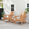 thumbnail image 5 of FODINGHILL Outdoor Folding Adirondack Chair, HDPE All Weather Patio Chair with Cup Holder for Deck Backyard Garden, Teak, 5 of 10