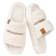 thumbnail image 1 of Pantuflas EverFoams para mujer, peludas, abiertas en la punta, con espuma viscoelástica, 1 of 7