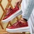 thumbnail image 5 of HXWCHs Women's Fashion Sneakers with Round toe Platform Heel and Shiny Finish for Everyday Casual Wear 8.5 Red, 5 of 7