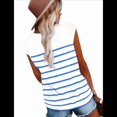 thumbnail image 3 of Tops de Mujer Elegantes e Informales de Verano A Rayas, Tops de Corta con Bloques de Color, Corte Holgado, Azul y M, 3 of 9