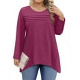 thumbnail image 3 of WellSize Plus Size Women Tunic Tops Casual Crew Neck Long Sleeve Blouses Dressy Pleated Fall Shirts, 3 of 9