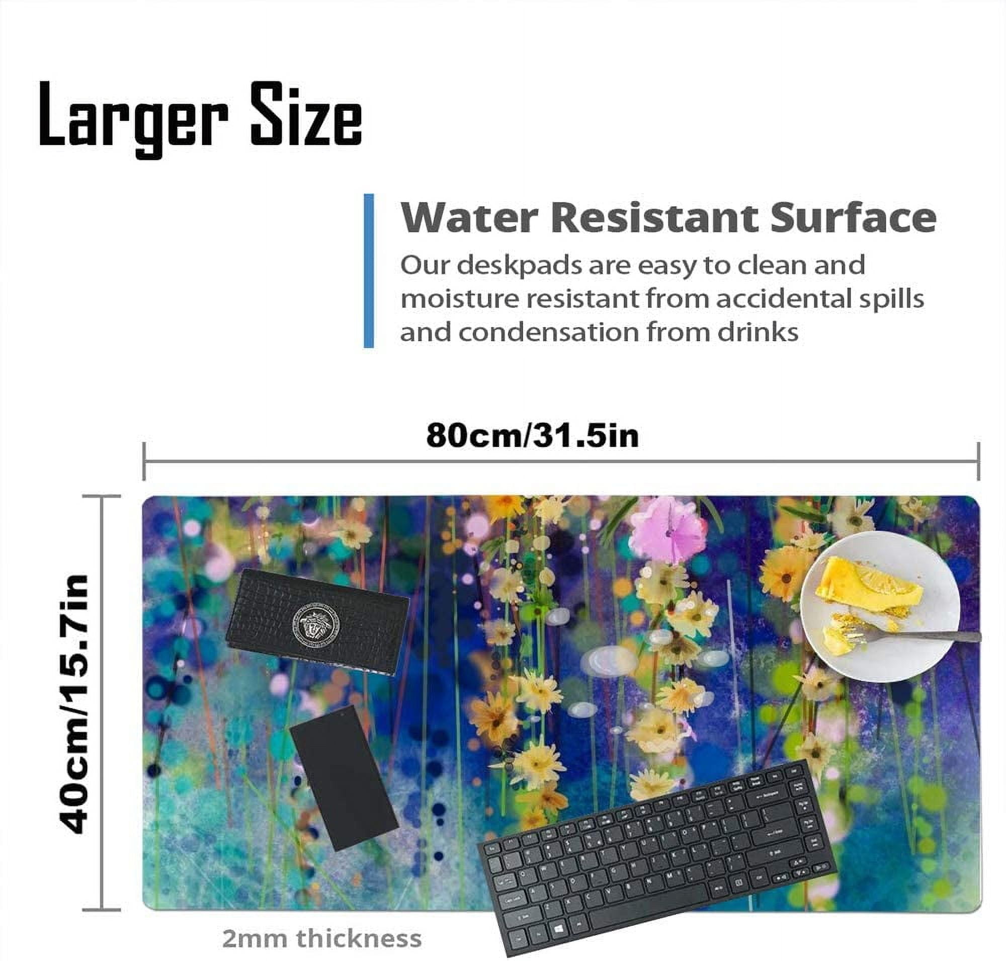 armdgodx Non Slip Water Resistant PU Leather Multifunctional Desk Pad 31.5 x 15.7, Flowers Painting