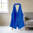 thumbnail image 2 of WLOMHUW Halter V-Neck Suit Vest for Women Single Breasted Tailored Waistcoat with Backless Blue S, 2 of 5