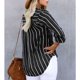 thumbnail image 1 of Blusa de Camisa ANGGREK a rayas de manga larga con Cuello en V Ajuste holgado, 1 of 6
