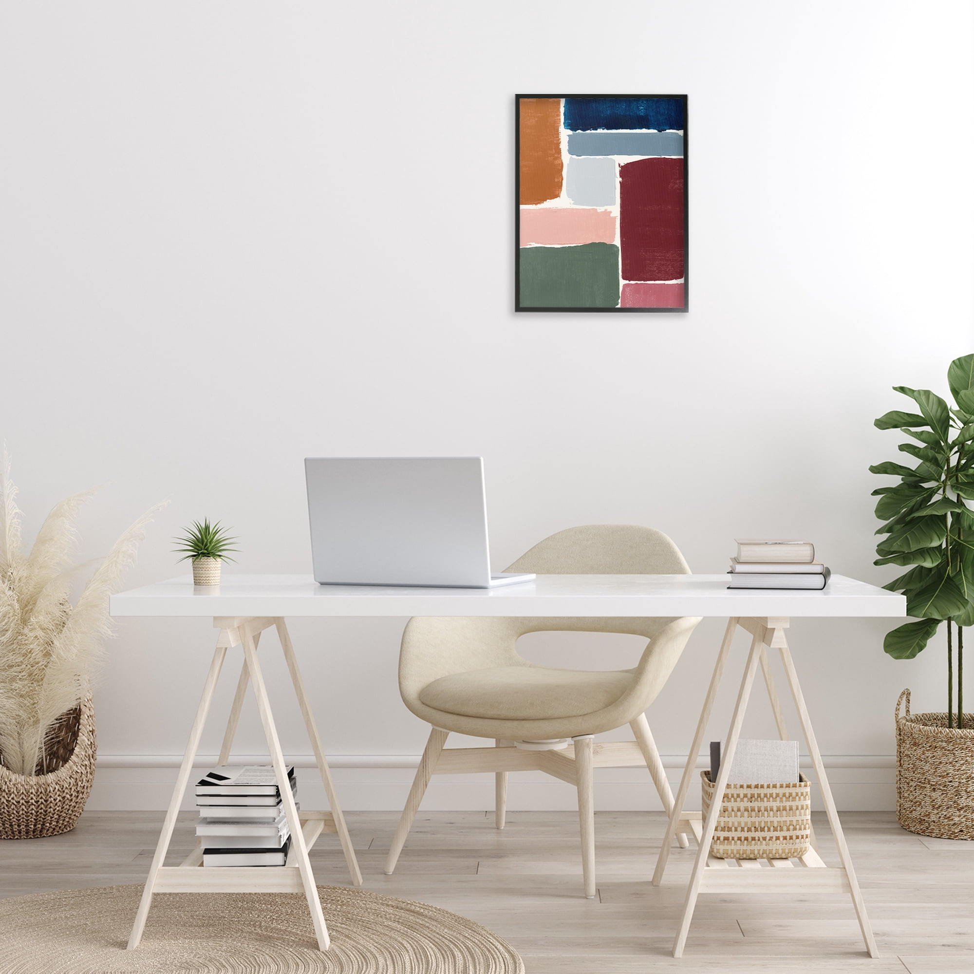 Stupell Industries Asymmetrical Shapes Pattern Abstract Painting Black Framed Art Print Wall Art, 16 x 20