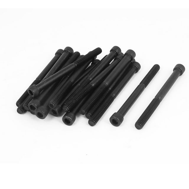 Tornillos de cabeza hexagonal de acero aleado 12.9 de 1/4"-20x3" color negro, 20 piezas