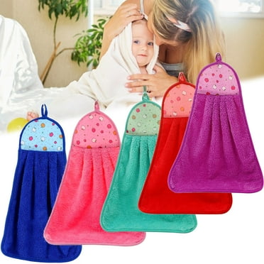 Walbest Super Soft Children Adult Bath Towel Hangable Colorful Bath Blanket, Thicken Absorbent Towel for Kitchen Bathroom Cleaning (Size: 12.6" x 18.11")