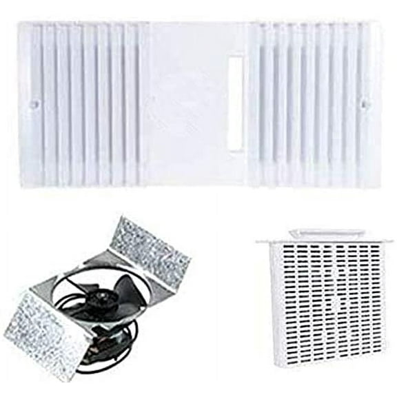 CA-90 Ductless Exhaust Fan Grille Louver, Motor and Unscented Filter Cartridge - White Complete Set