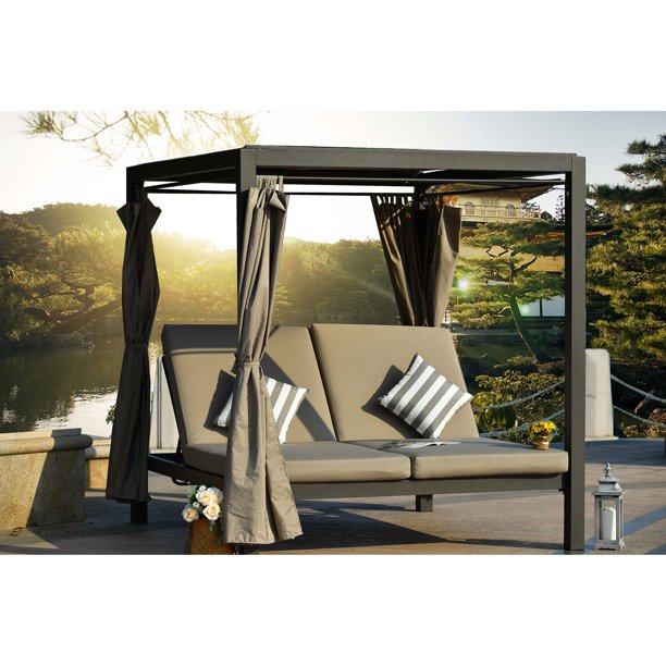 Direct Wicker Outdoor Steel Metal Adjustable Daybeds with Canopy and