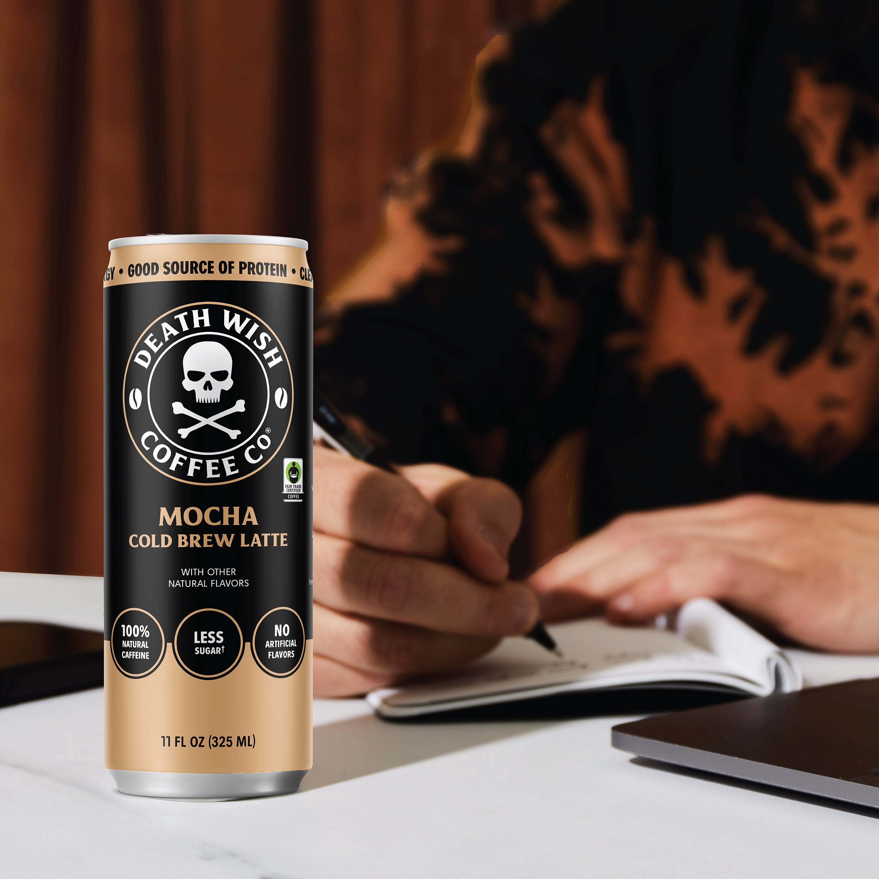 Death Wish Coffee Co., Premium Mocha Latte, 100% Colombian Cold Brew Fair Trade™ Coffee, 11 Fl oz Can, 12-pack