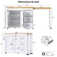thumbnail image 2 of Harper & Bright Designs Kitchen Island with Extendable Dining Table, Kitchen Storage Cart with Drawers and Power Outlet, Rolling Kitchen Island on Wheels with Spice Rack and 2 Door Cabinet, White, 2 of 19