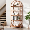 thumbnail image 2 of 5-Tier Open Bookshelf, 70.8" Tall Arched Bookcase, Modern Brown Storage Bookshelves,, 2 of 5