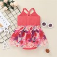 thumbnail image 3 of EnJoCho Toddler Beach Romper Baby Girls Sleeveless Floral Printed Suspenders Romper Bodysuit Clothes Toddler Kids Trendy Princess Bodysuit Outfits, 3 of 7